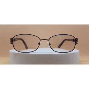Modern Art Eyeglasses Frames A357 Brown 54-17-140 Metal and Rhinestone Frames
